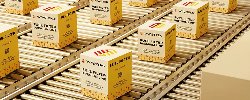 Коробки с продукцией WAYTEKO на конвейере